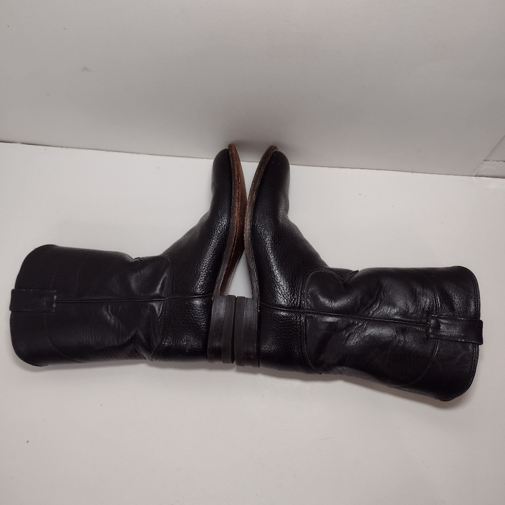 Justin Classic Black Leather Men's Boots Size (9)D Made In USA - Picture 9 of 12